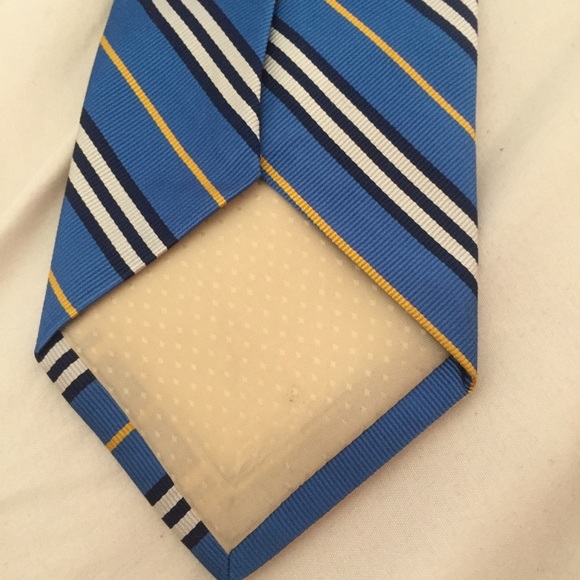 Bruno Piattelli Blue‎ & Yellow Stripe 100% Silk Tie - Picture 4 of 5